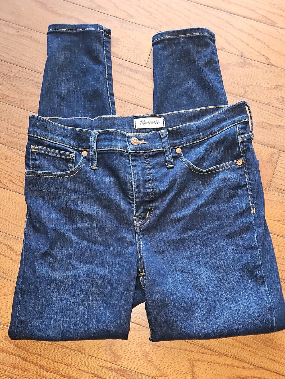 MADEWELL HI RISE SKINNY DARK BLUE WASH JEANS ($100) SZ 30